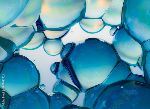 3D rendering of Liquid Glass abstract blob with smooth organic reflective surface
