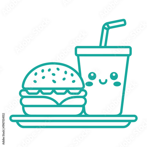 A simple illustration of a burger and a drink with a straw