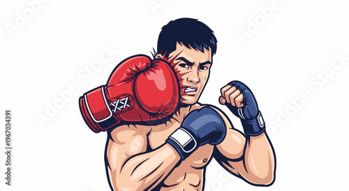 Fighter in action, boxing