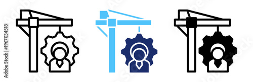 Construction Management Icon Collection Glyph & Mixed Style 