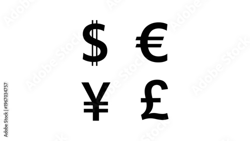 Collection of Various International Currency Symbols Including Dollar Euro Yen and Pound