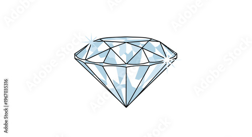 Sparkling clear diamond with brilliant cut and light reflections isolated on white background for jewelry design.