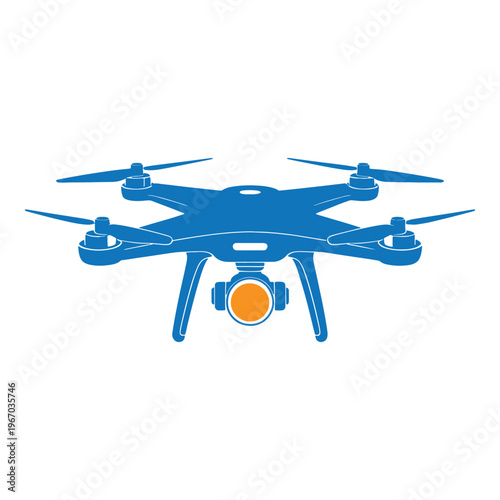 A quadcopter drone with mounted camera for aerial photography and videography