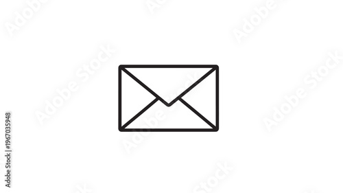 Envelope icon with simple black lines, representing postal mail and communication, isolated on a white background