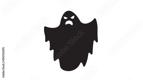 Ghost icon with an angry expression and sharp teeth, perfect for Halloween-themed graphics and spooky designs.