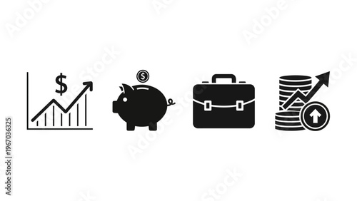 Financial Growth and Investment Symbols in Business and Economy Contexts