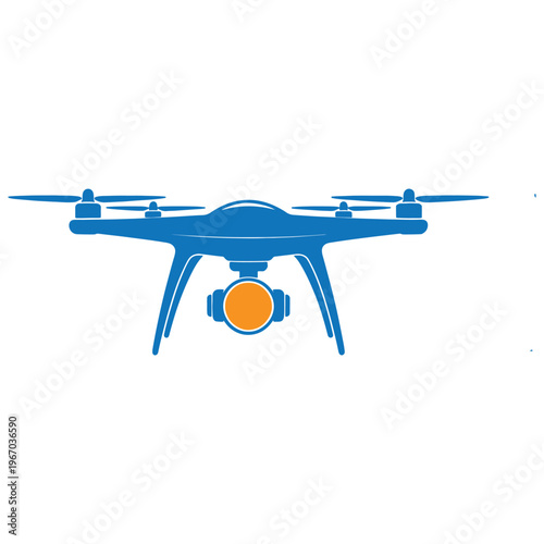 Modern quadcopter drone with mounted camera lens