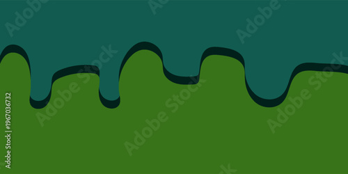 Green Slime Drip Background With Teal Liquid Wave Abstract Paint Texture For Design,suit for banner, web, and presentation