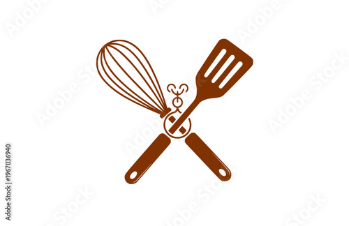 Connectioneering Chefs Whisk and Spatula Silhouette Sticker, Universal Harmony Connection Vector, Minimalist Collaborative Kitchen Illustration