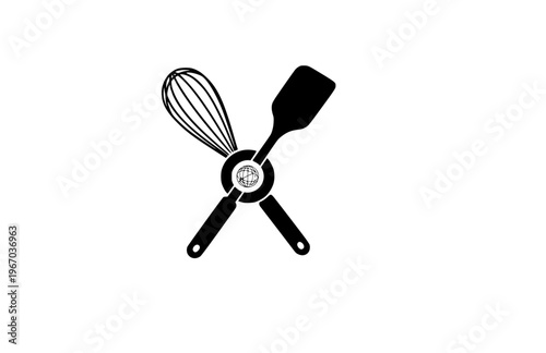 Connectioneering Chefs Whisk and Spatula Silhouette Sticker, Universal Harmony Connection Vector, Minimalist Collaborative Kitchen Illustration