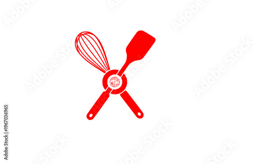 Connectioneering Chefs Whisk and Spatula Silhouette Sticker, Universal Harmony Connection Vector, Minimalist Collaborative Kitchen Illustration