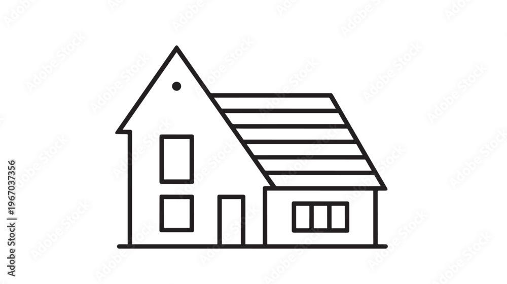 Fototapeta premium House icon with simple outline design and clear geometric shapes, representing residential property for real estate or housing concepts.