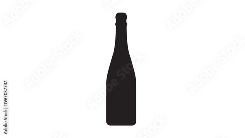 Bottle silhouette with a slender neck and rounded base, symbolizing liquid contents and refreshment, isolated on a white background.