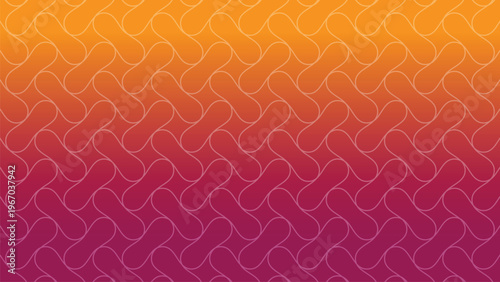 Abstract orange and maroon gradient background with white interlocking geometric pill-shaped patterns