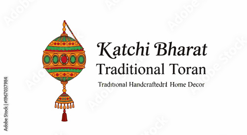 Ornate, colorful, hanging decorative lantern with text