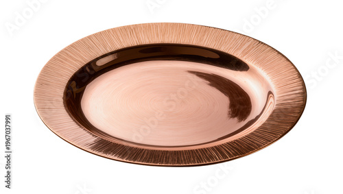 Photos Oval copper charger plate with textured rim, isolated on transparent background