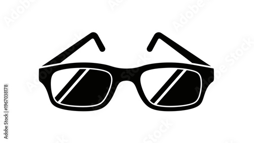 Minimalist Black and White Illustration of Classic Sunglasses with Reflection Accents for Fashion