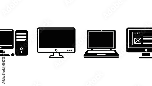 Minimalist Collection of Iconic Computer Devices and Peripherals for Technology Themes