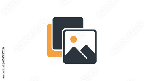 Minimalist Digital Photo Gallery Icon Representing Picture Frames and Memories