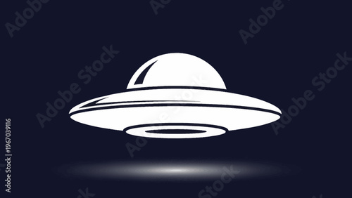 Minimalist UFO icon representing extraterrestrial spacecraft against a dark background
