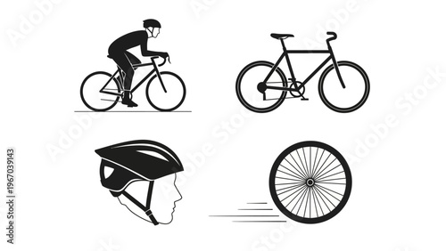 Minimalistic Bicycle and Helmet Vectors for Cycling and Safety Design