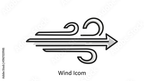 Minimalist Wind Icon Illustration Representing Motion and Breeze in a Simple Line Design