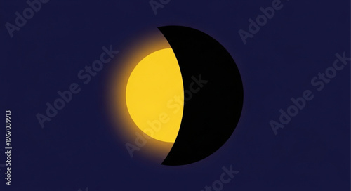 Crescent moon illuminated by the sun in the night sky.