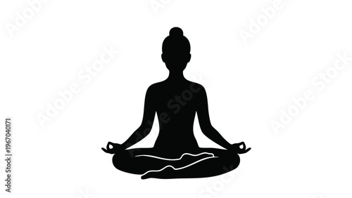 Zen Yoga Meditation Silhouette: Minimalist Wellness & Mindfulness Illustration