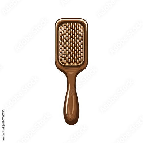 Hair Brush Styling Tool Brown, Grooming Brush on White Background, Paddle Brush for Detangling, Styling and Scalp Massage - Fashion and Beauty Accessory [Isolated]