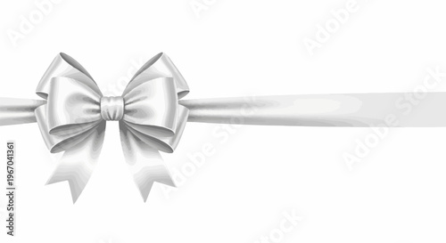 A decorative white bow with trailing ribbon across a blank canvas