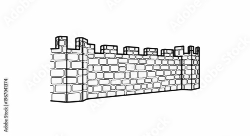 An illustration of a crenellated castle wall made of stone blocks