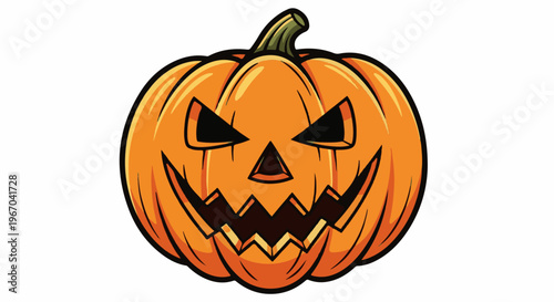 A cartoon jack-o-lantern with a sinister grin and triangular eyes