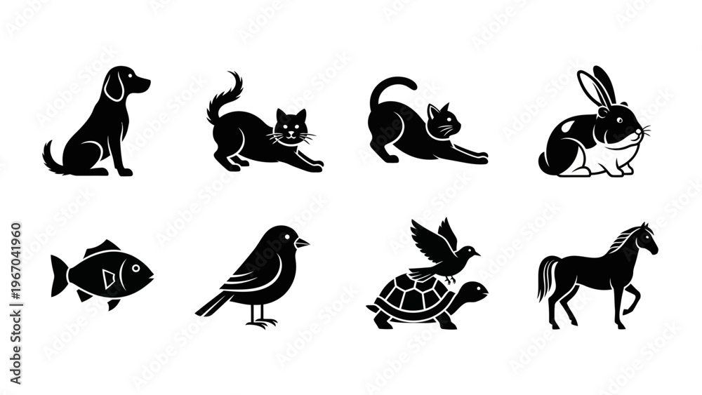 Fototapeta premium Clickable PDF Icons of Various Animals Including Birds Fish and Mammals