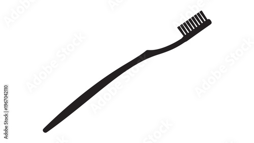 Toothbrush silhouette with bristles for dental hygiene and oral care, isolated on a white background for design.