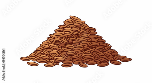 A pile of small, oval, brown seeds forms a textured mound