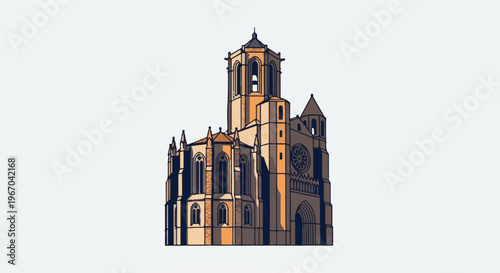 A majestic cathedral with intricate gothic architectural details