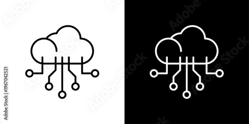 Cloud Computing Icon Sheet Black And White