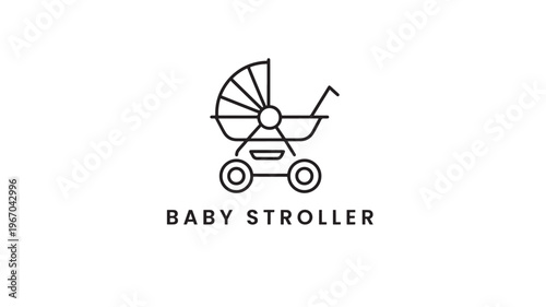 Baby stroller icon with clean lines and classic rounded design for transporting infants with elegance and ease.