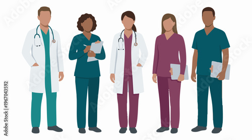 Diverse group of healthcare professionals including doctors and nurses