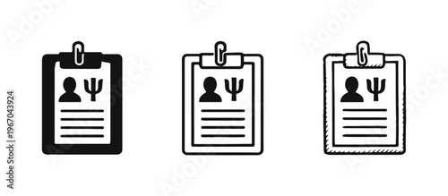 Tableau sur toile Psychology Clipboard Form Icon Set, Patient Assessment Document Symbol