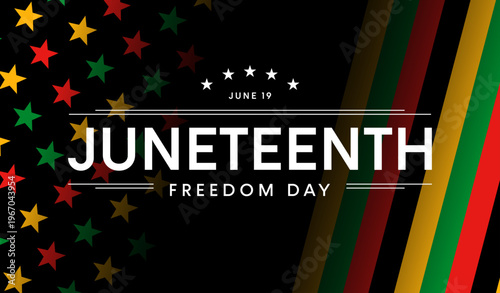 Juneteenth Freedom Day poster, USA flag background, text
