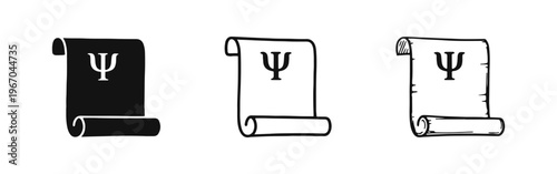 Psychology Scroll Icon Set: Ancient Wisdom and Principles of Mental Health