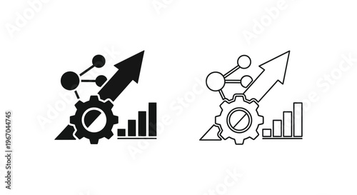 business growth and development concept with gears and graphs Vector