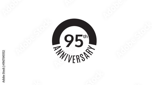 Anniversary 95th logo with a black circular design and text, signifying a milestone celebration. featuring business, event, corporate with numeral