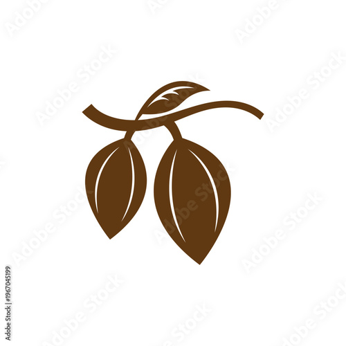 cacao fruit logo in brown color in simple flat vector design