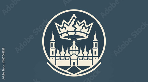 Elegant Emblem of a Cityscape with Crown