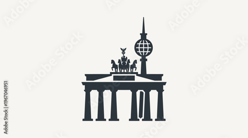Berlin Landmark Silhouette on White Background