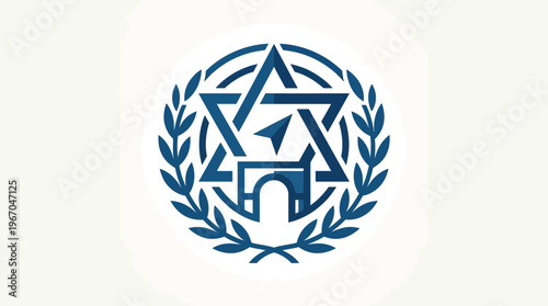 Symbol of Israel Star of David with Laurel Wreath