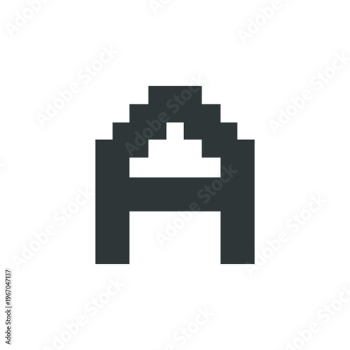 Pixelated letter a icon with letter a with pixel art