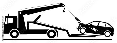 electric car battery tow truck accident icon